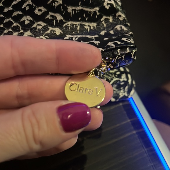 Clare V. Black Gray Fold Over Clutch - Picture 2 of 8